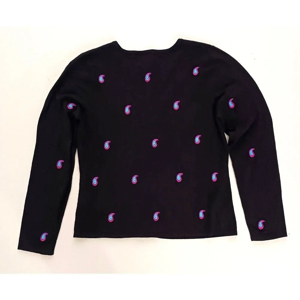 Etoile Isabel Marant Blk Cardigan Ht Pink Turquoise Paisley Sz S Made Hong Kong